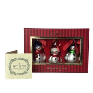 Waterford Holiday Heirlooms Snowman Ornament Set (3) NIB